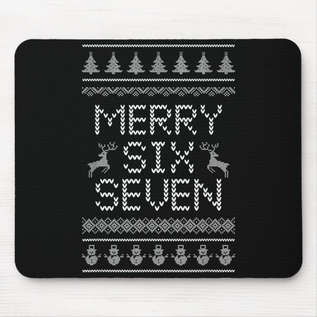 Lustiges Fröhliches Sechs Sieben 6 7 Meme Design W Mousepad (Vorne)