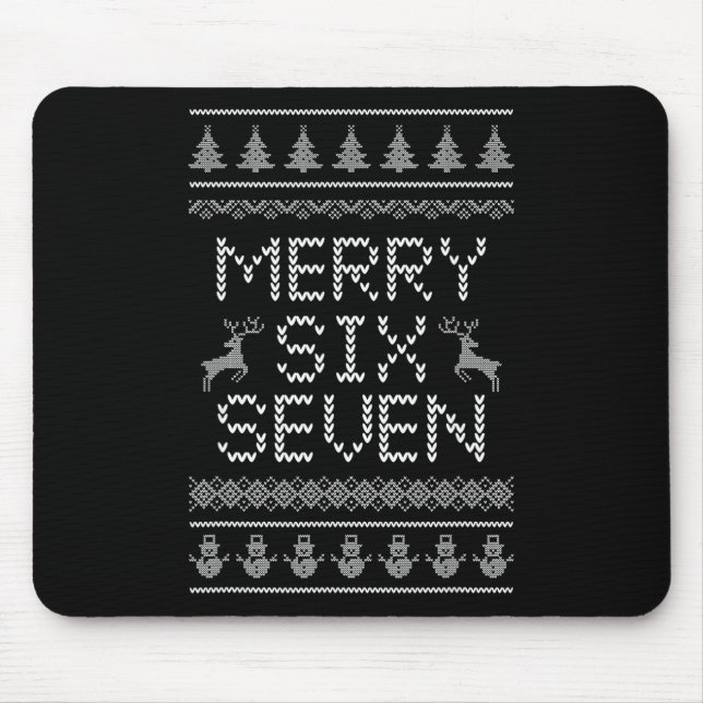 Lustiges Fröhliches Sechs Sieben 6 7 Meme Design W Mousepad (Vorne)