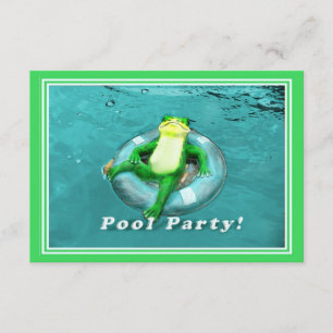 Lustiges Frosch-Pool-Party Einladung