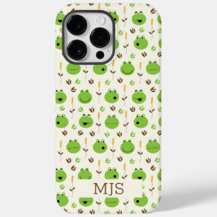 Lustiges Froschgesichter Muster Monogramm  Case-Mate iPhone 14 Pro Max Hülle