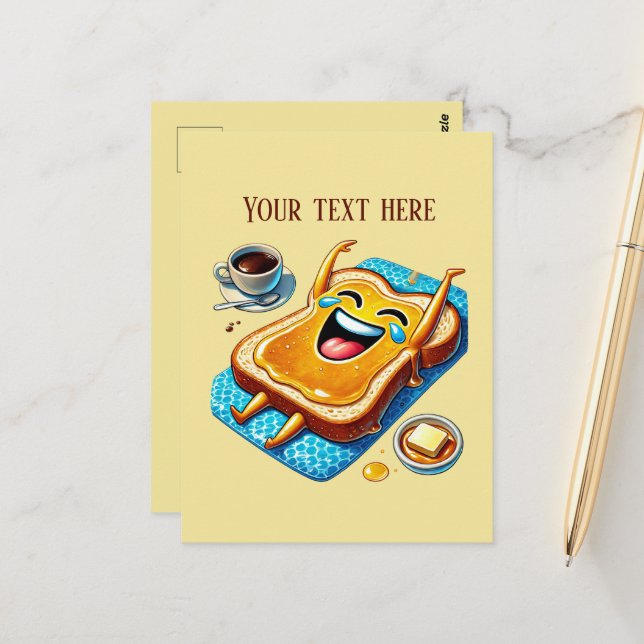 lustiges Frühstücksbrot Postkarte (Vorderseite/Rückseite Beispiel)