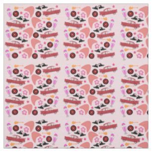 Lustiges Fünfziger-Jahre-Rosa-Muster Stoff