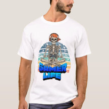 Lustiges Funky-Totenkopf-Gaming-Gamer-Leben-Shirt-