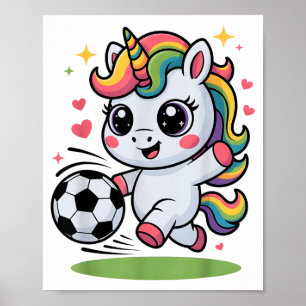 Lustiges Fußball-Einhorn, einfach ein Mädchen, das Poster