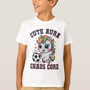 Lustiges Fußball-Einhorn Süße Aura Chaos-Kern Gewi T-Shirt