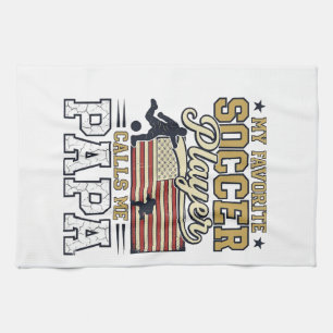 Lustiges Fußball-Papa-Vintage-Shirt-Design_1 Geschirrtuch