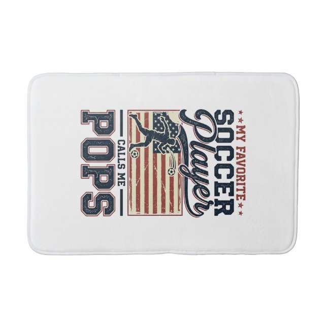 Lustiges Fußball-Pops Vintage-Stickerei-Shirt-Desi Badematte (Vorderseite)