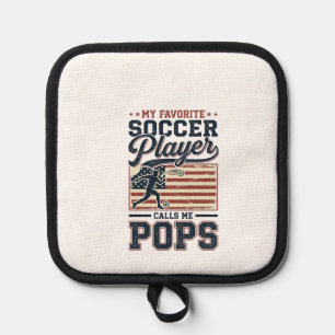 Lustiges Fußball-Pops Vintage-Stickerei-Shirt-Desi Topflappen