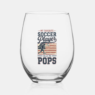 Lustiges Fußball-Pops Vintage-Stickerei-Shirt-Desi Weinglas Ohne Stiel