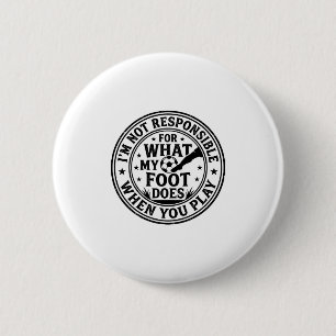 Lustiges Fußballfuß-Warnung Vintage-Shirt-Design_1 Button