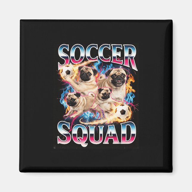 Lustiges Fußballteam Retro-Hund-Meme Cool Brainrot Magnet (Vorne)