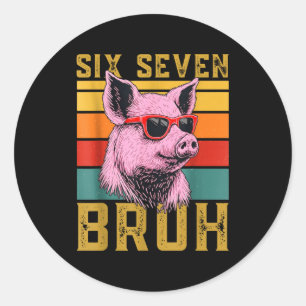 Lustiges G 67 6 7 Sechs Sieben Meme Tier Retro Des Runder Aufkleber