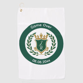 Lustiges "Game Over" Hochzeits-Monogramm-Wappen Kl Golfhandtuch