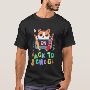 Lustiges Game Over Zurück zur Schule-Shirt Katzen- T-Shirt