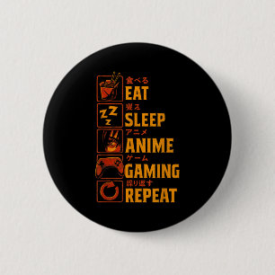 Lustiges Gamer Anime Grafik T-Shirt Männer Jungen Button