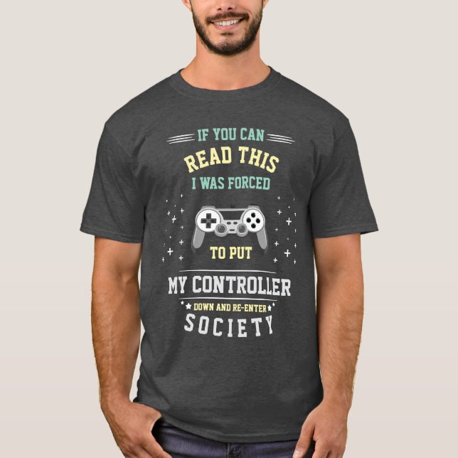 Lustiges Gamer-Controller-Down-Shirt T-Shirt (Vorderseite)