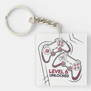Lustiges Gamer-Geschenk zum 6. Geburtstag, Level 6 Schlüsselanhänger