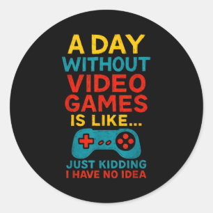 Lustiges Gamer-Spruch Grafik T-Shirt Männer Jungen Runder Aufkleber