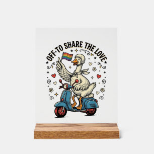 Lustiges Gänse-Roller-Liebe Vintage-Shirt-Design_1 Acrylschild