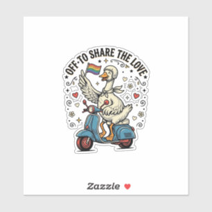 Lustiges Gänse-Roller-Liebe Vintage-Shirt-Design_1 Aufkleber