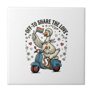 Lustiges Gänse-Roller-Liebe Vintage-Shirt-Design_1 Fliese