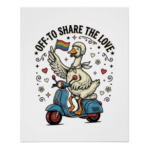Lustiges Gänse-Roller-Liebe-Vintage-Shirt-Design_1 Poster