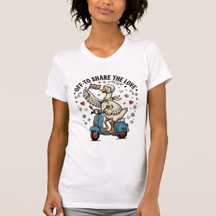Lustiges Gänse-Roller-Liebe Vintage-Shirt-Design_1 T-Shirt