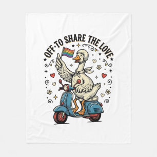 Lustiges Gänse-Scooter-Liebe Vintage-Shirt-Design_ Fleecedecke