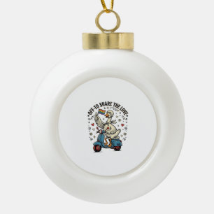 Lustiges Gänse-Scooter-Liebe Vintage-Shirt-Design_ Keramik Kugel-Ornament