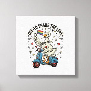 Lustiges Gänse-Scooter-Liebe Vintage-Shirt-Design_ Leinwanddruck