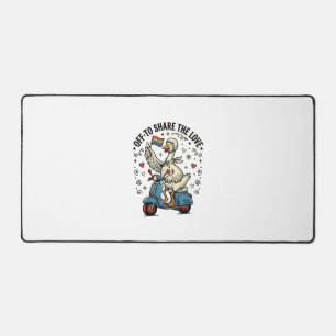 Lustiges Gänse-Scooter-Liebe Vintage-Shirt-Design_ Schreibtischunterlage