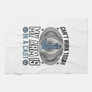 Lustiges gebrochenes Arm-Gips Vintage T-Shirt Desi Geschirrtuch