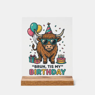 Lustiges Geburtstags-Hochlandkuh-Party-Design_1 Acrylschild