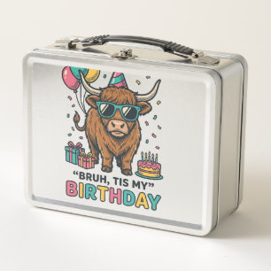 Lustiges Geburtstags-Hochlandkuh-Party-Design_1 Metall Brotdose