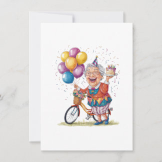 Lustiges Geburtstagsgeschenk für Oma beim Fahrradf Einladung