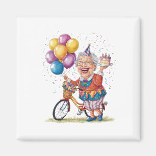 Lustiges Geburtstagsgeschenk für Oma beim Fahrradf Magnet
