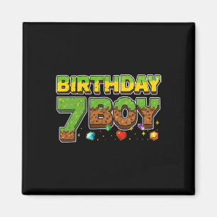 Lustiges Geburtstagsjungen-Pixel-Shirt 7. Geburtst Magnet