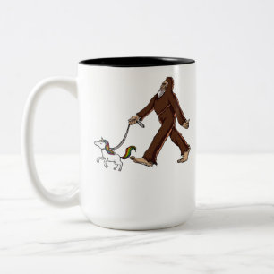 Lustiges gehendes magisches Einhorn Bigfoots Zweifarbige Tasse