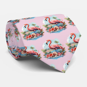 Lustiges, gekacheltes rosa Flamingo-Muster Krawatte