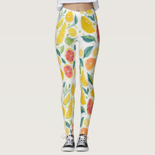 Lustiges Gelb Orange Zitrusfrüchte Wasserfarbe Leggings