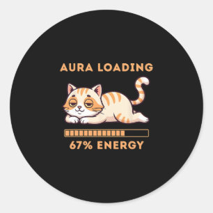 Lustiges Gen Z Meme 67 Katzen-Aura Katze lädt 67 P Runder Aufkleber
