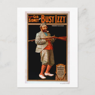 Lustiges Geo. Sidney als Busy Izzy Theaterplakat Postkarte