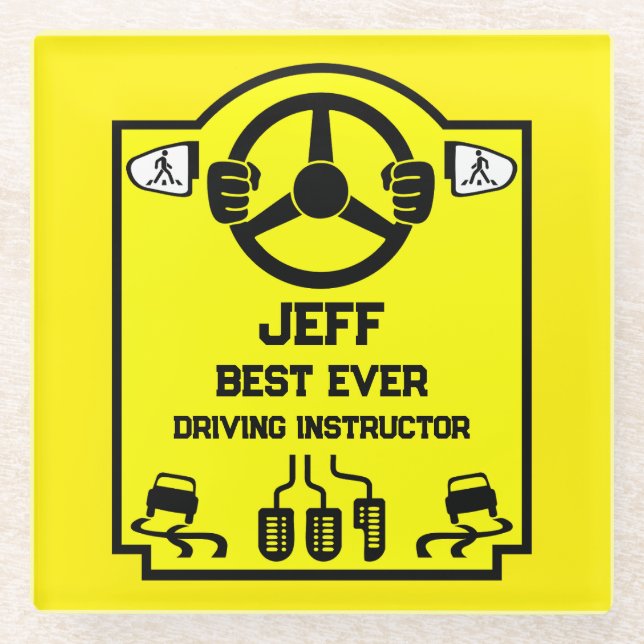Lustiges Geschenk für Fahrlehrer Glasuntersetzer (Vorderseite)