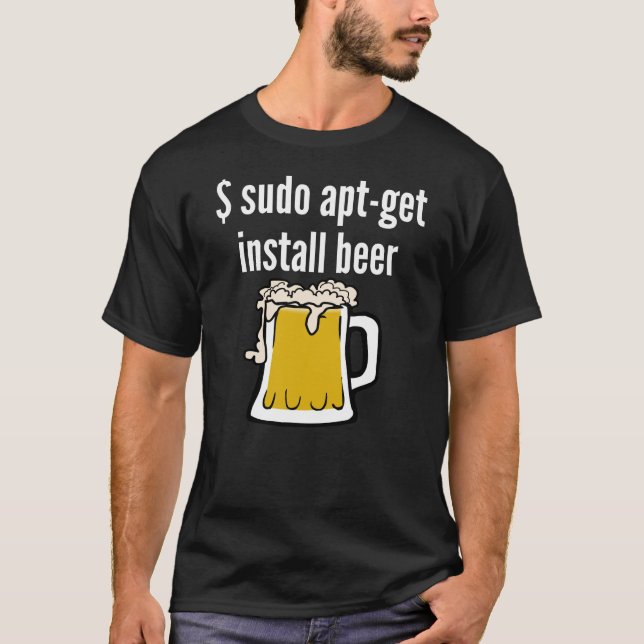 Lustiges Geschenk - Linux installieren Bier T-Shirt (Vorderseite)