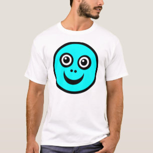 Lustiges Gesicht Blau T-Shirt
