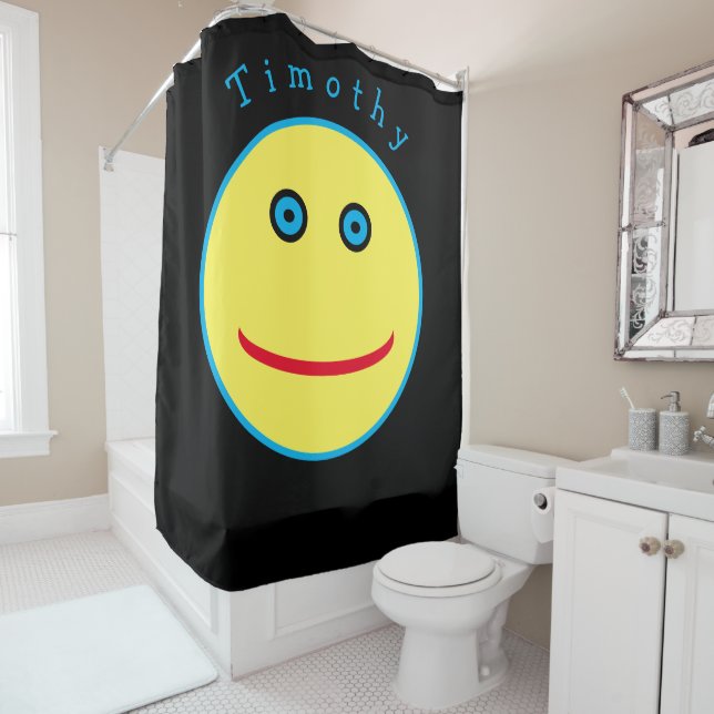 Lustiges Gesicht mit Ō Duschvorhang (Beispiel)