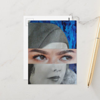 Lustiges Gesicht Surrealer Collage Postkarte