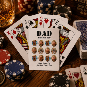Lustiges Gesicht Vater-Tag-Fotocollage Spielkarten