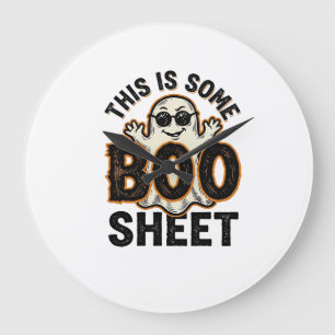 Lustiges Gespenst Boo Sheet Vintage Halloween-Shir Große Wanduhr