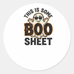 Lustiges Gespenst Boo Sheet Vintage Halloween-Shir Runder Aufkleber